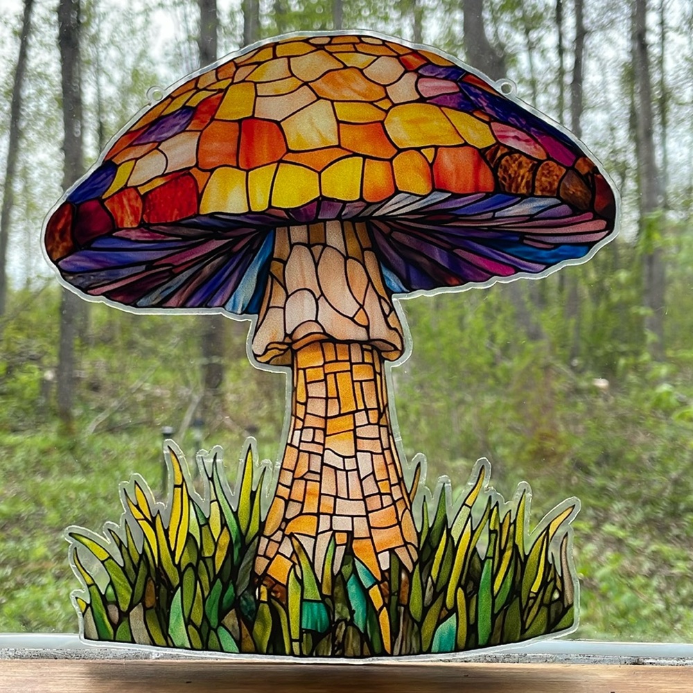 Suncatcher Acrylic Mushroom 🍄 Decorative Faux Stained Glass Home & Garden Decor